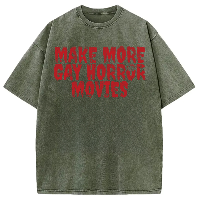 Modecanvas Queer Horror Movie DTG Printing Washed T-Shirt-modecanvas