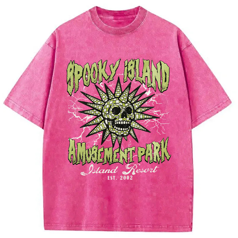 Modecanvas Spooky Island DTG Printing Washed T-Shirt