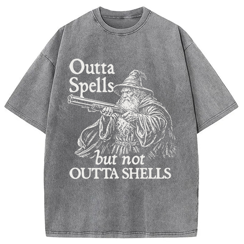Modecanvas Funny Wizard Gun DTG Printing Washed T-Shirt-modecanvas