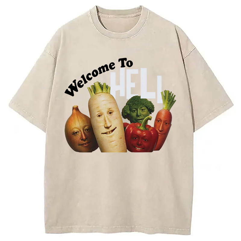 Modecanvas Welcome To Hell DTG Printing Washed T-Shirt