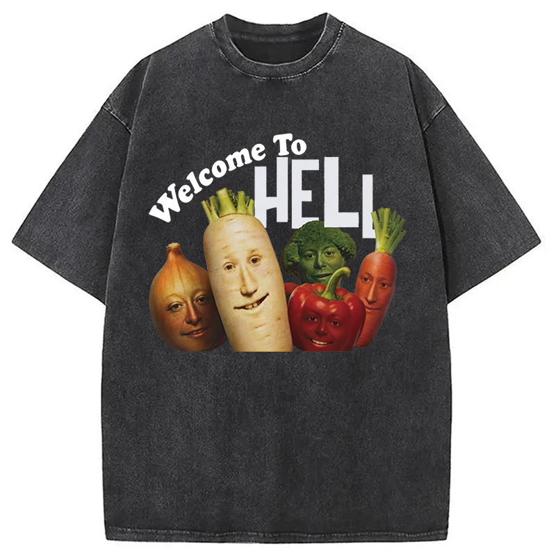 Modecanvas Welcome To Hell DTG Printing Washed T-Shirt