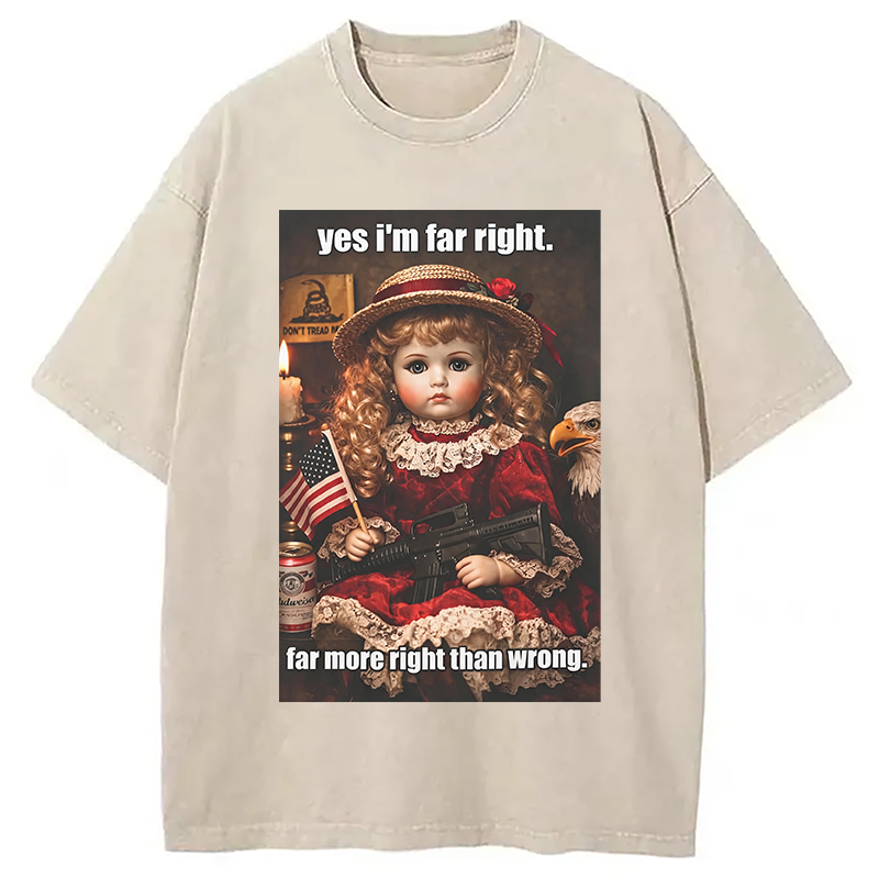 Modecanvas Far More Right Than Wrong DTG Printing Washed T-Shirt