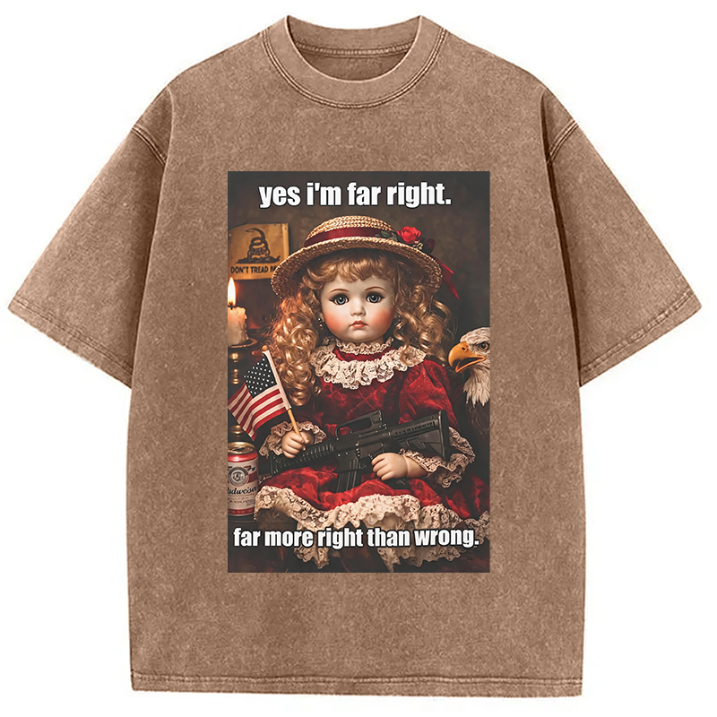 Modecanvas Far More Right Than Wrong DTG Printing Washed T-Shirt