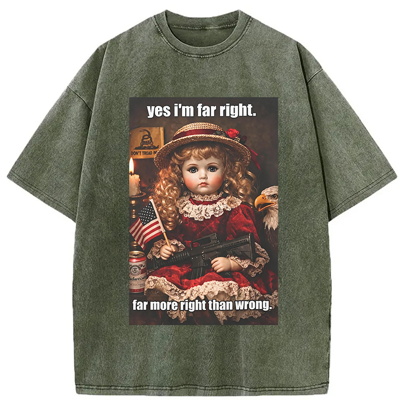 Modecanvas Far More Right Than Wrong DTG Printing Washed T-Shirt
