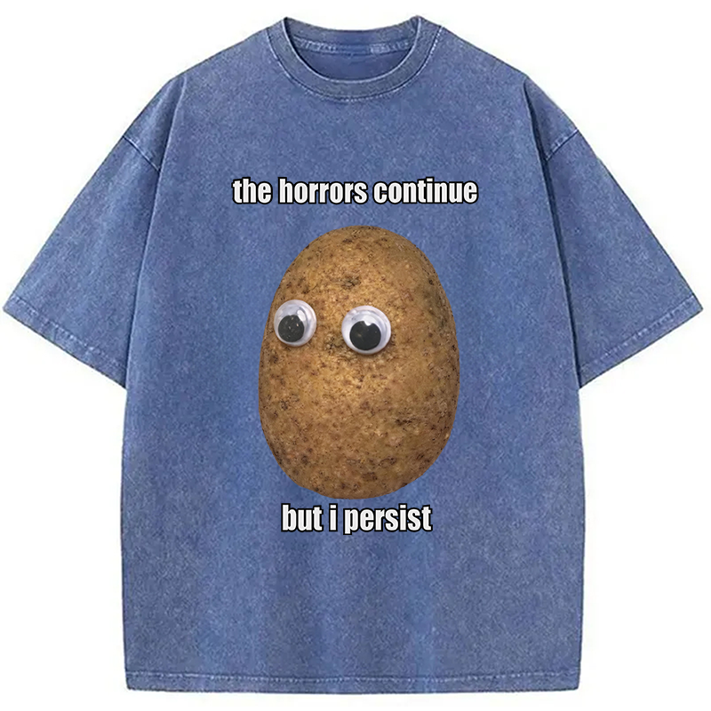 Modecanvas The Horrors Continue But I Persist DTG Printing Washed T-Shirt