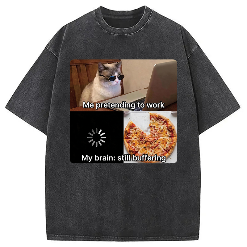 Modecanvas Pretending To Work DTG Printing Washed T-Shirt