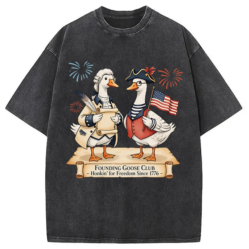Modecanvas Founding Goose Club DTG Printing Washed T-Shirt