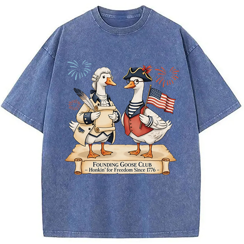 Modecanvas Founding Goose Club DTG Printing Washed T-Shirt