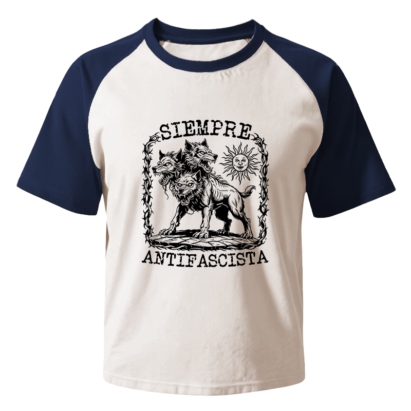 Modecanvas Siempre Antifascista Anti Racist Raglan T-Shirt