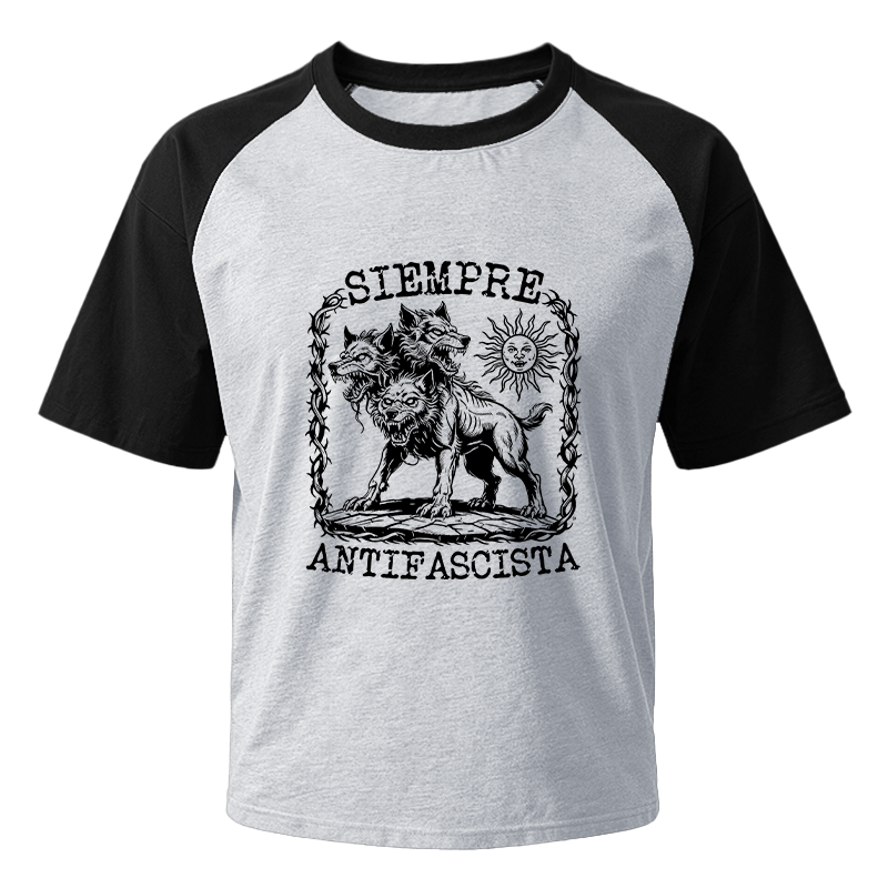 Modecanvas Siempre Antifascista Anti Racist Raglan T-Shirt