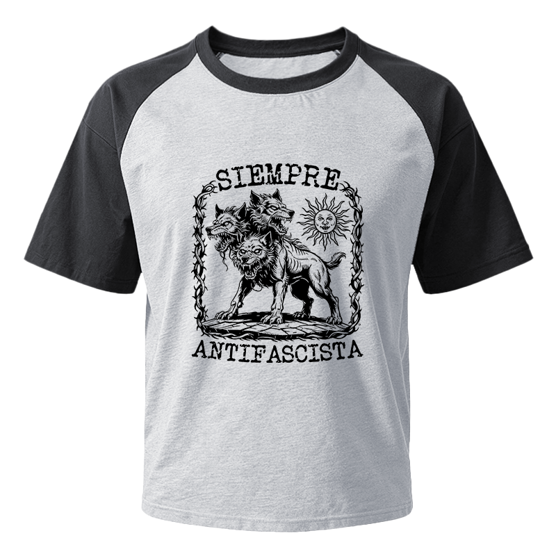 Modecanvas Siempre Antifascista Anti Racist Raglan T-Shirt