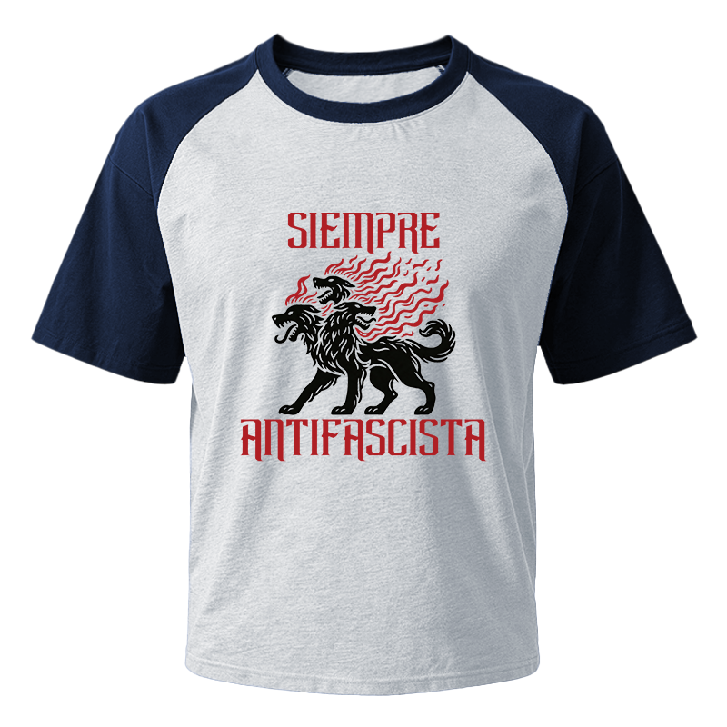 Modecanvas Siempre Antifascista Fire Raglan T-Shirt