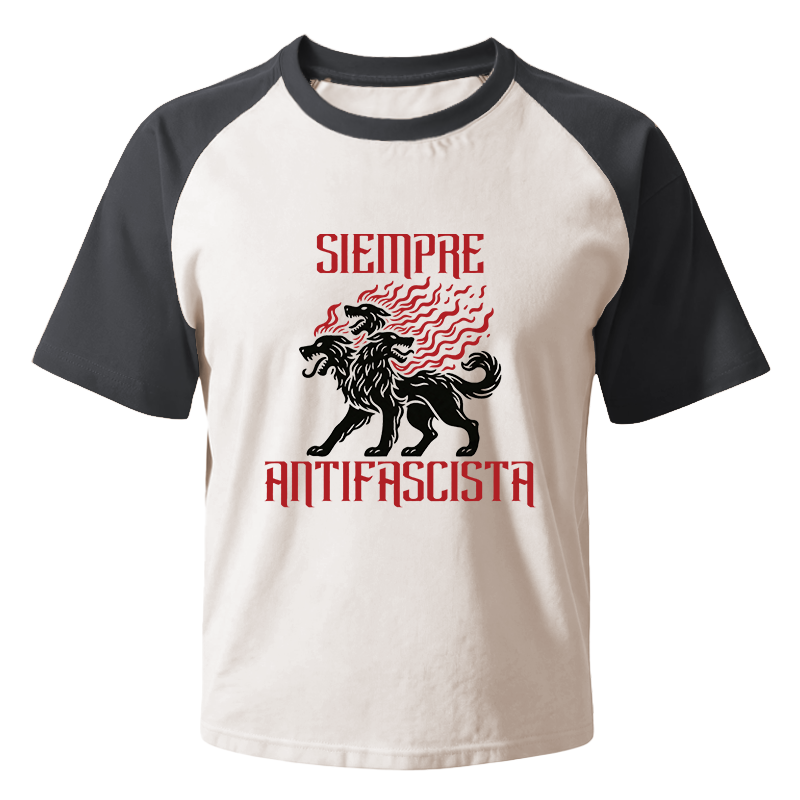 Modecanvas Siempre Antifascista Fire Raglan T-Shirt