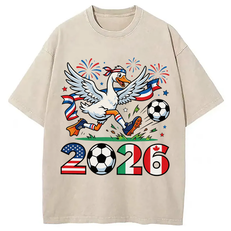 Modecanvas 2026 America Soccer Funny DTG Printing Washed T-Shirt