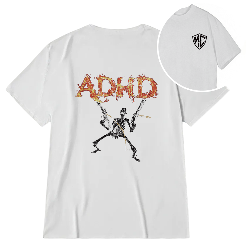 Modecanvas ADHD Skeleton DTG Printing Back Classic T-Shirt