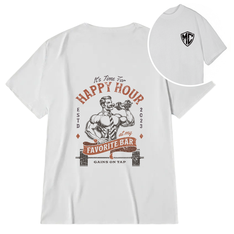 Modecanvas Happy Hour At The Gym Funny DTG Printing Back Classic T-Shirt