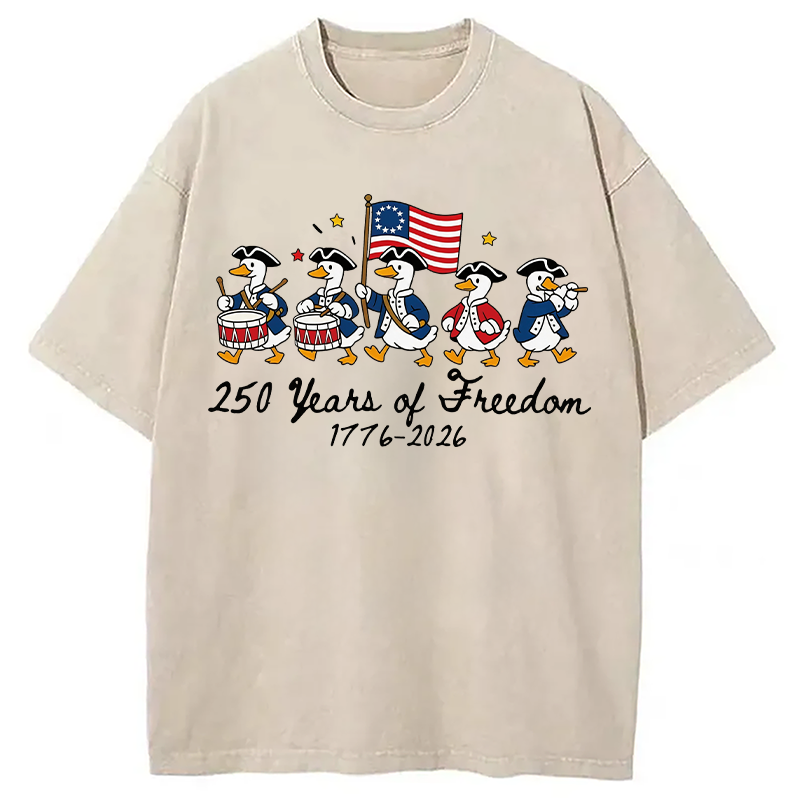 Modecanvas American 250th Anniversary Funny Goose DTG Printing Washed T-Shirt