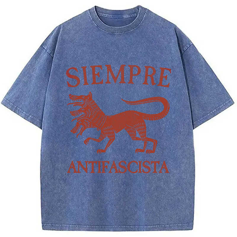 Modecanvas Antifascista Vintage DTG Printing Washed T-Shirt