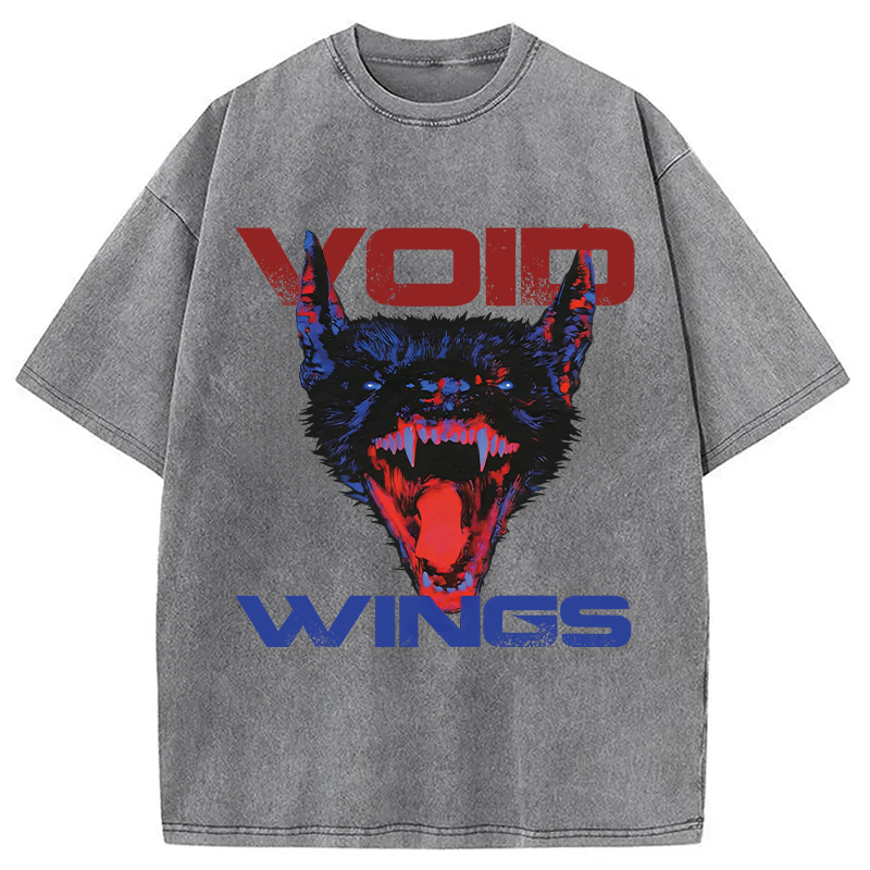 Modecanvas Gothic Vampire Bat DTG Printing Washed T-Shirt-modecanvas