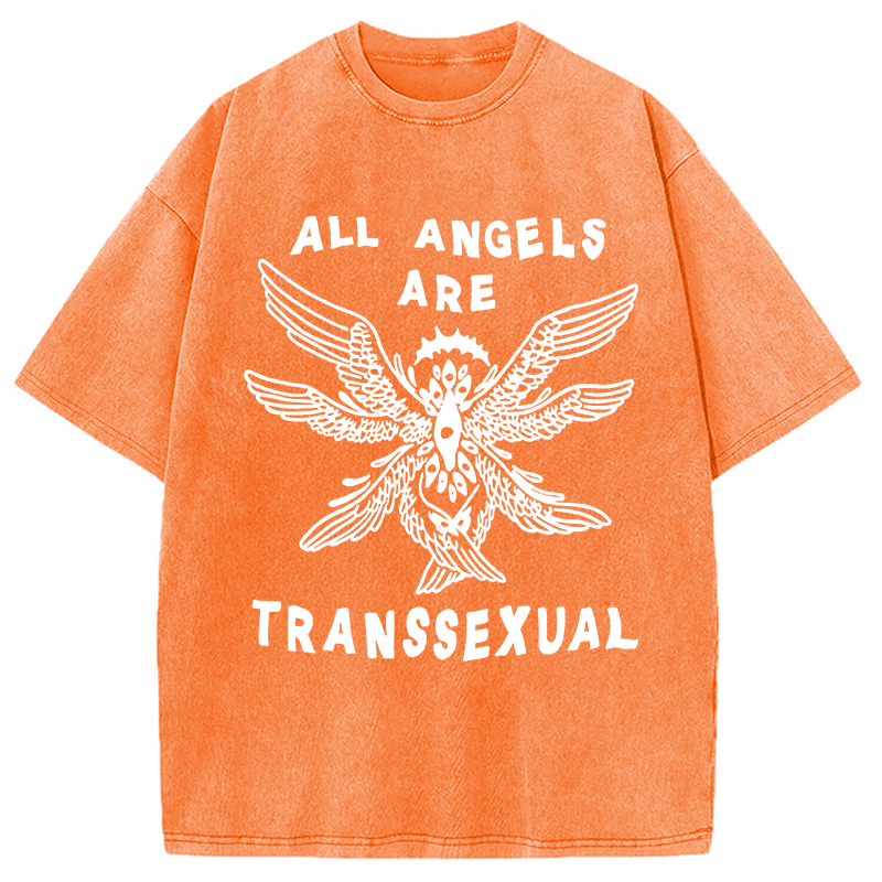 Modecanvas All Angels Are Transsexual DTG Printing Washed T-Shirt