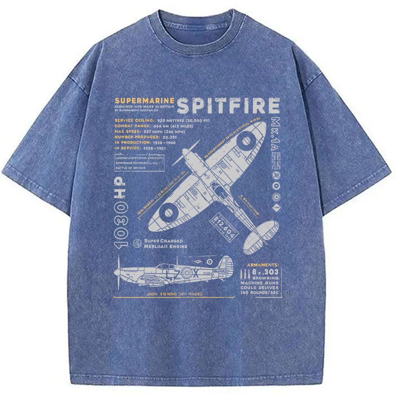 Modecanvas Royal Air Force Marlin Figher DTG Printing Washed T-Shirt