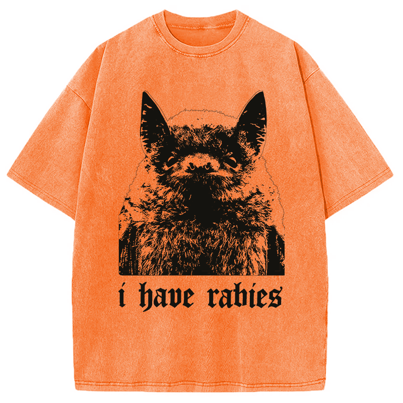 Modecanvas I Have Rabies DTG Printing Washed T-Shirt