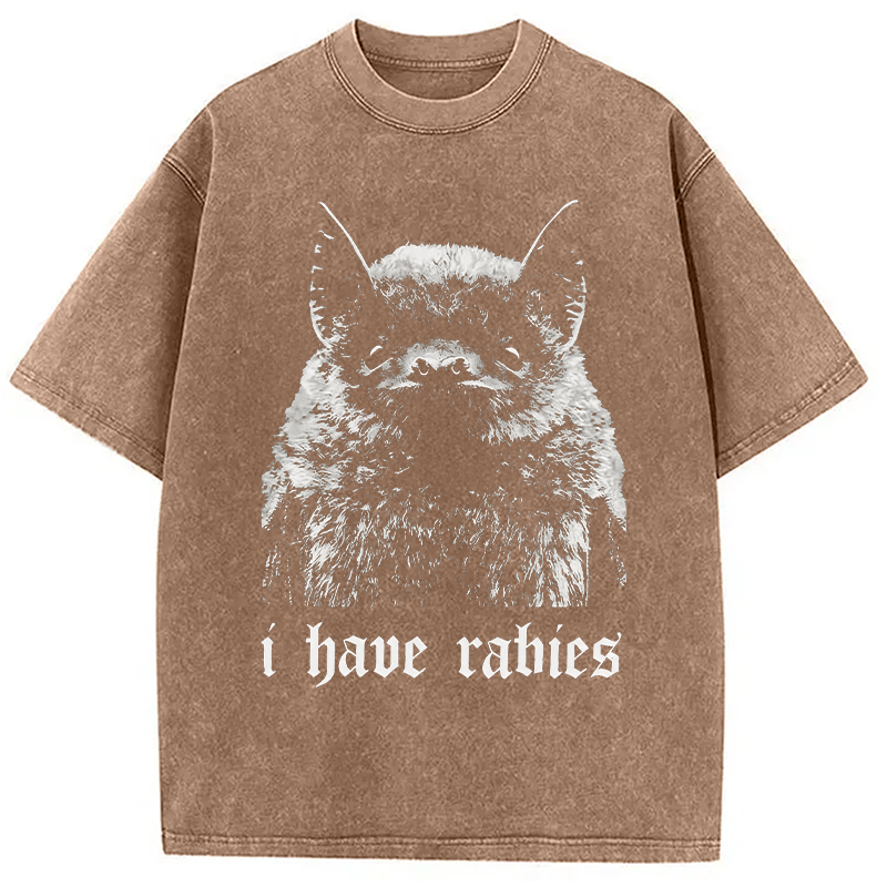 Modecanvas I Have Rabies DTG Printing Washed T-Shirt