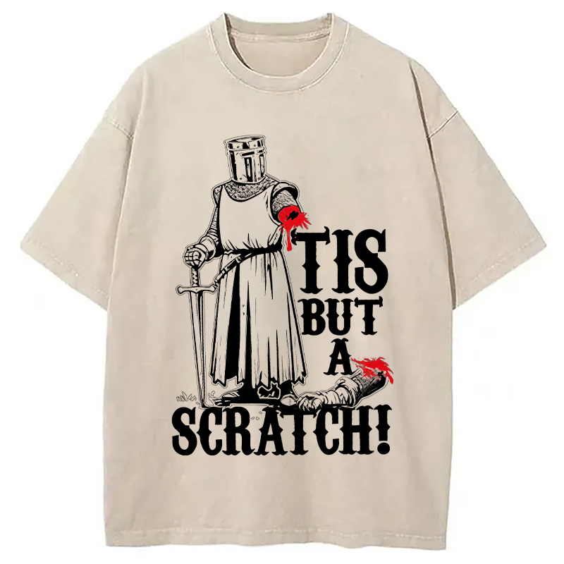 Modecanvas Tis but a Scratch Medieval Warrior Knight DTG Printing Washed T-Shirt