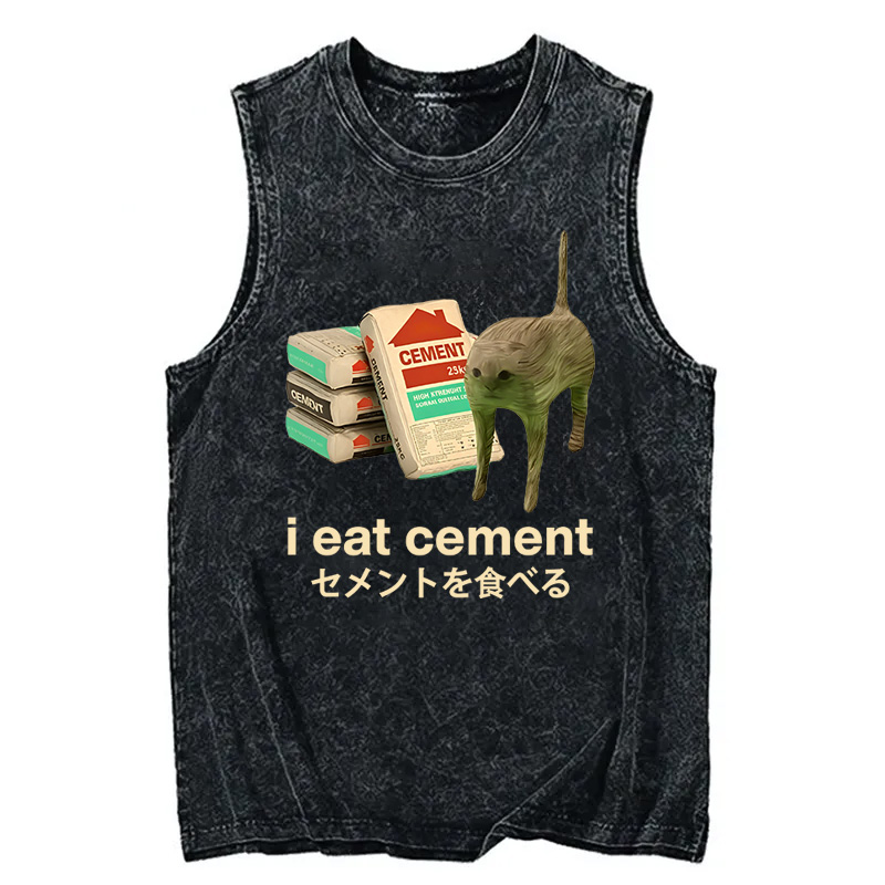 Modecanvas I Eat Cement DTG Printing Washed Tank-modecanvas