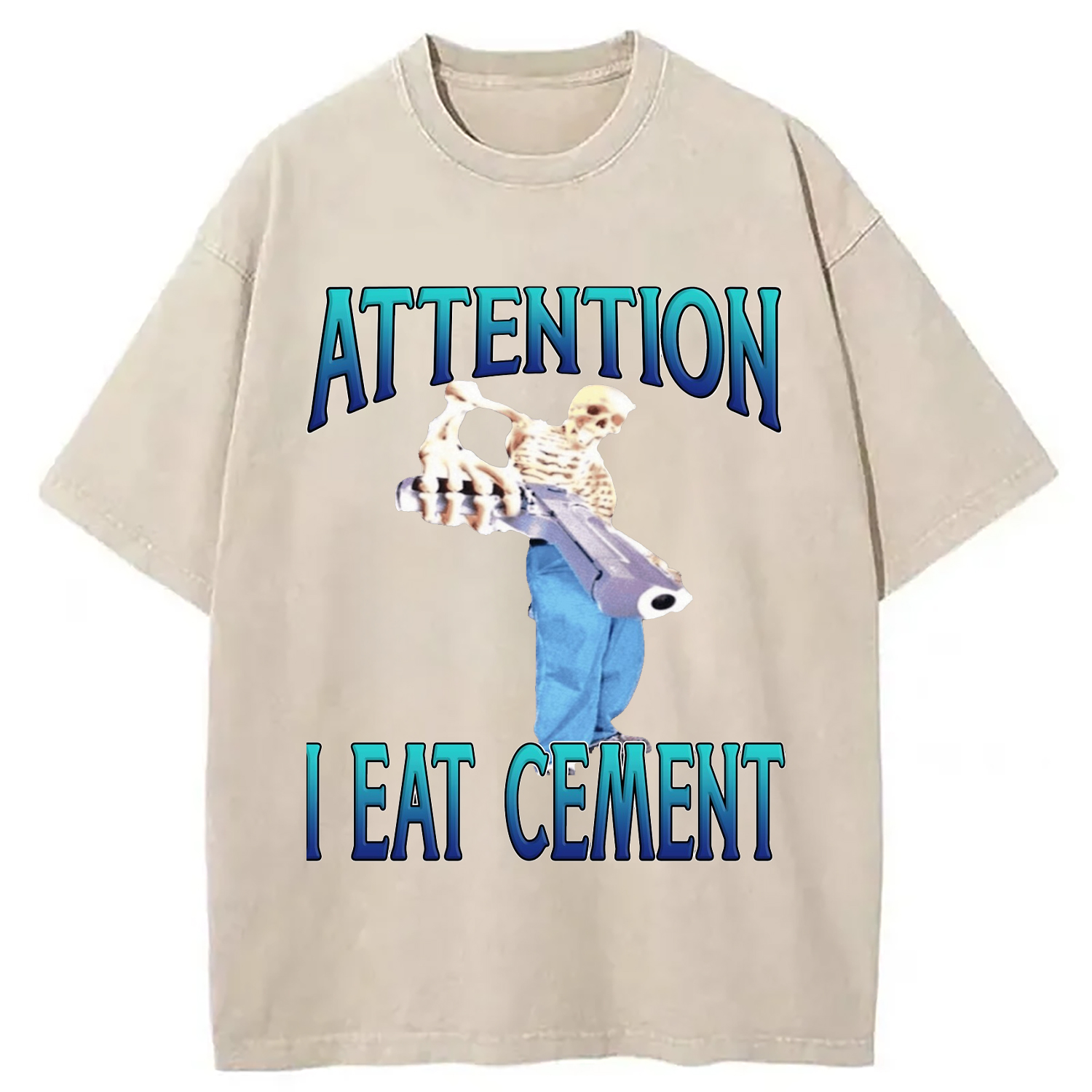 Modecanvas Attention I Eat Cement Washed T-Shirt