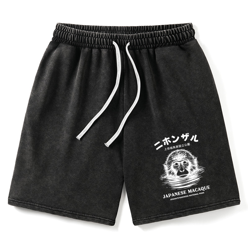 Modecanvas The Macaque Monkey In The Bath Japanese Washed Shorts