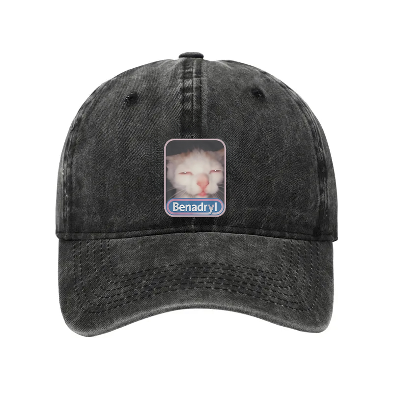 Modecanvas diphenhydramine Meme Cat Washed Cap For Sale