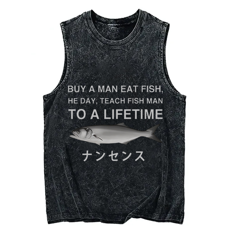 Modecanvas Funny To A Lifetime DTG Printing Washed Tank-modecanvas