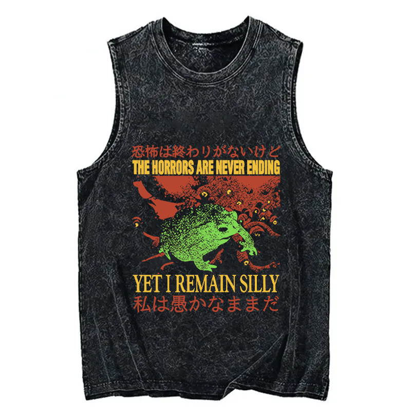 Modecanvas The Horrors are Never Ending DTG Printing Washed Tank-modecanvas