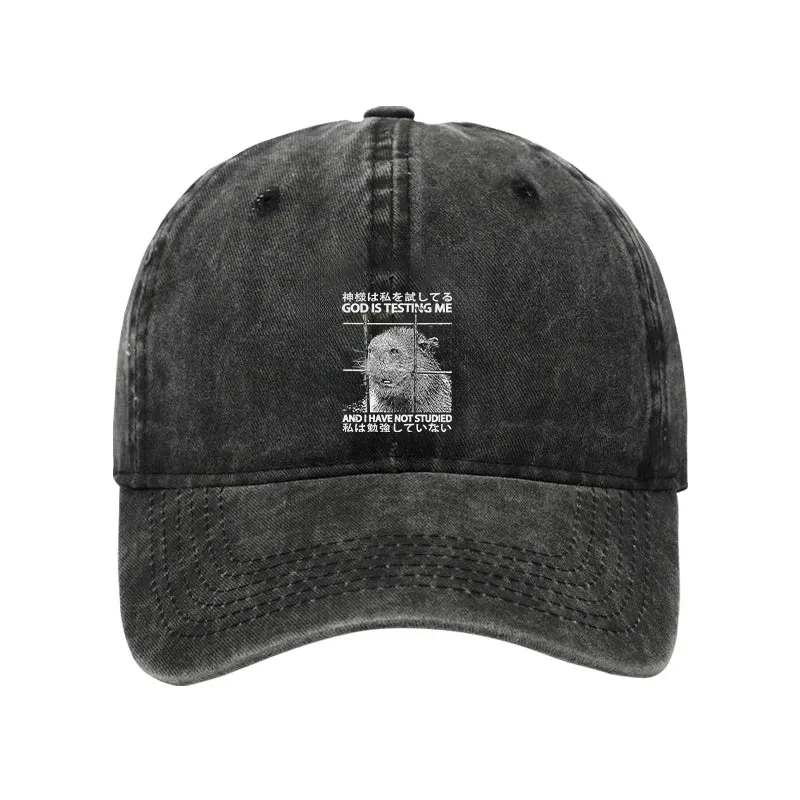 Modecanvas God Is Testing Me Washed Cap-modecanvas