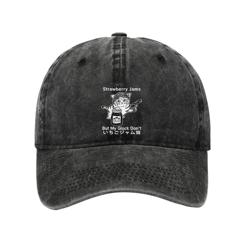 Modecanvas Strawberry Jam Cat Washed Cap-modecanvas