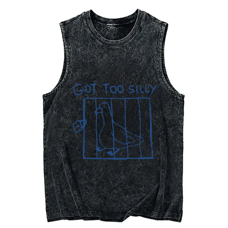 Modecanvas Got Too Silly Meme DTG Printing Washed Tank-modecanvas