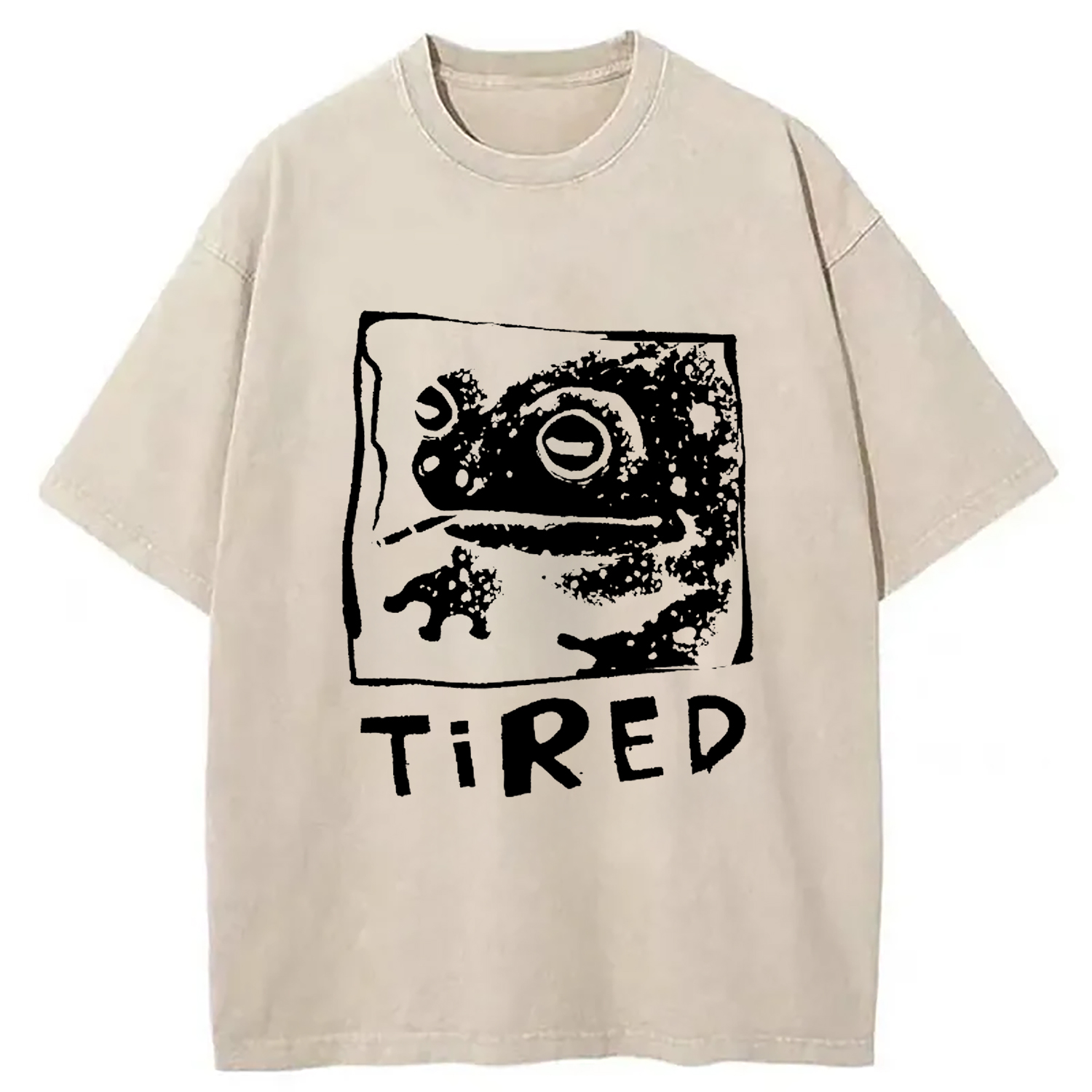 Modecanvas Tired Frog Vintage Washed T-shirt-modecanvas