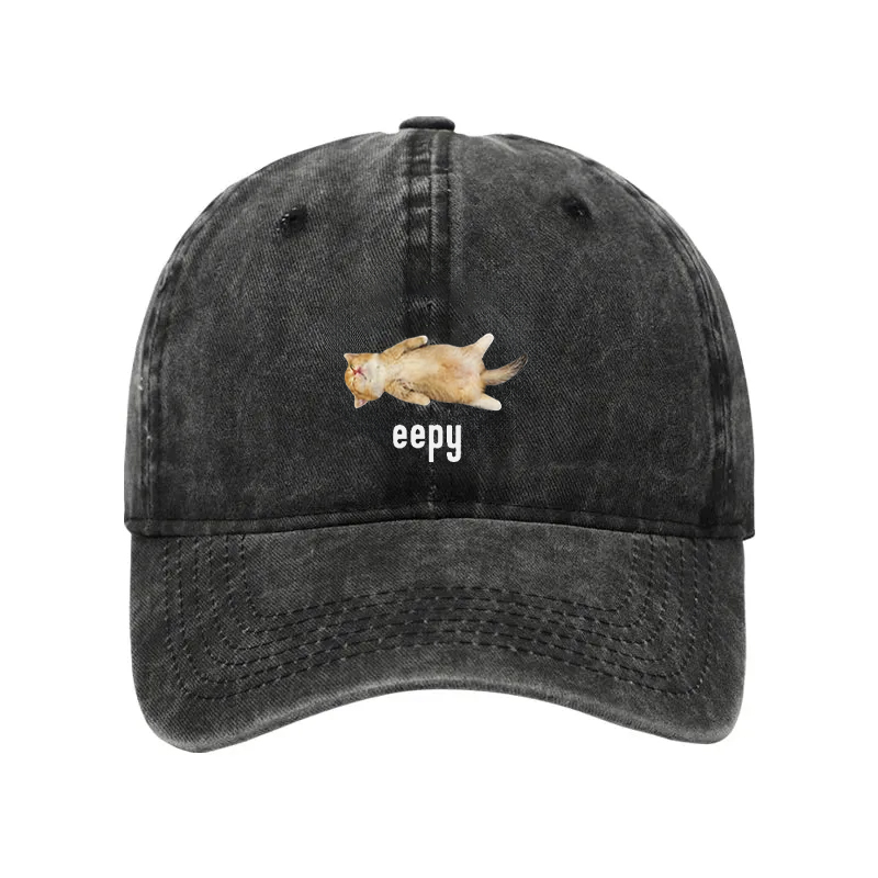 Modecanvas Silly Sleepy Cat Meme Washed Cap-modecanvas