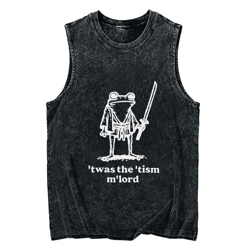 Modecanvas Focused Samurai Frog DTG Printing Washed Tank-modecanvas