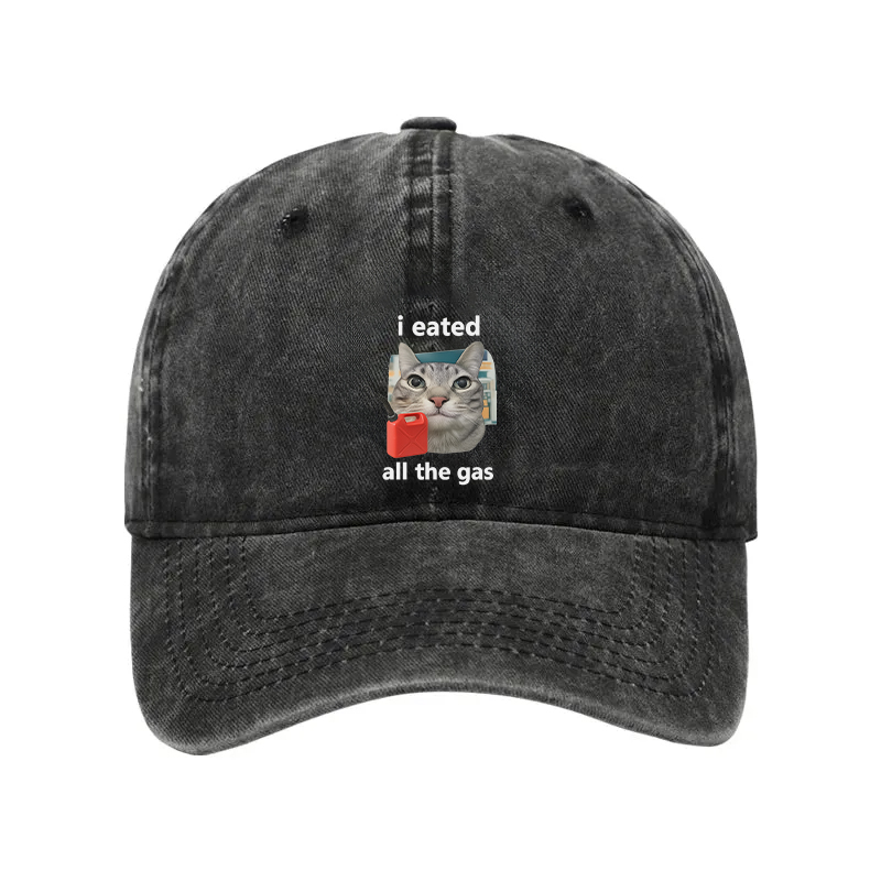 Modecanvas I Eated All The Gas Cat Funny Washed Cap-modecanvas