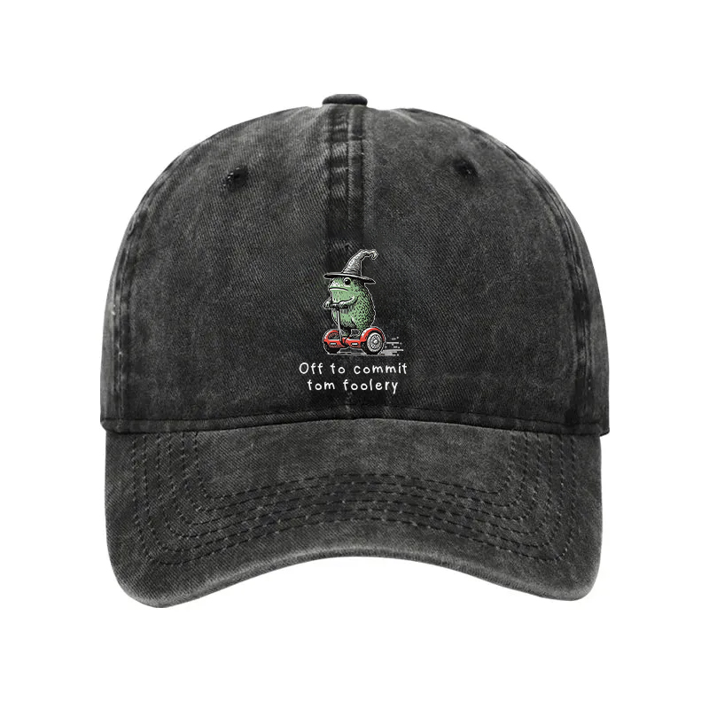 Modecanvas Frog Riding A Balance Scooter Washed Cap-modecanvas