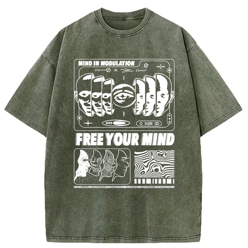Modecanvas Free Your Mind DTG Printing Washed T-Shirt-modecanvas