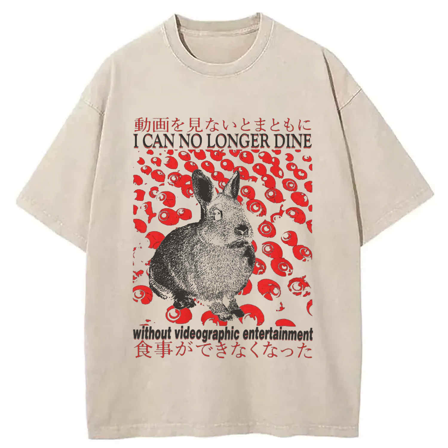 Modecanvas I Can No Longer Dine without Videographic Entertainment Washed T-Shirt-modecanvas
