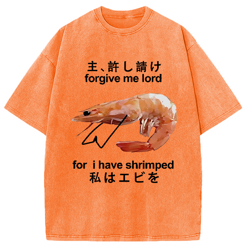 Modecanvas Retreating Shrimp Washed T-Shirt-modecanvas