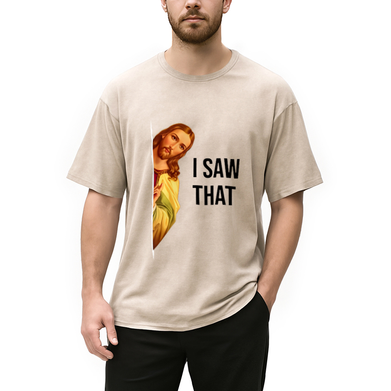 Modecanvas Funny Jesus Meme Washed T-Shirt