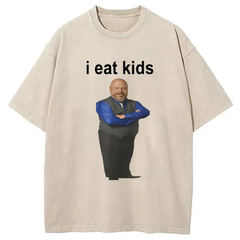 Modecanvas I Eat Kids Meme Washed T-Shirt