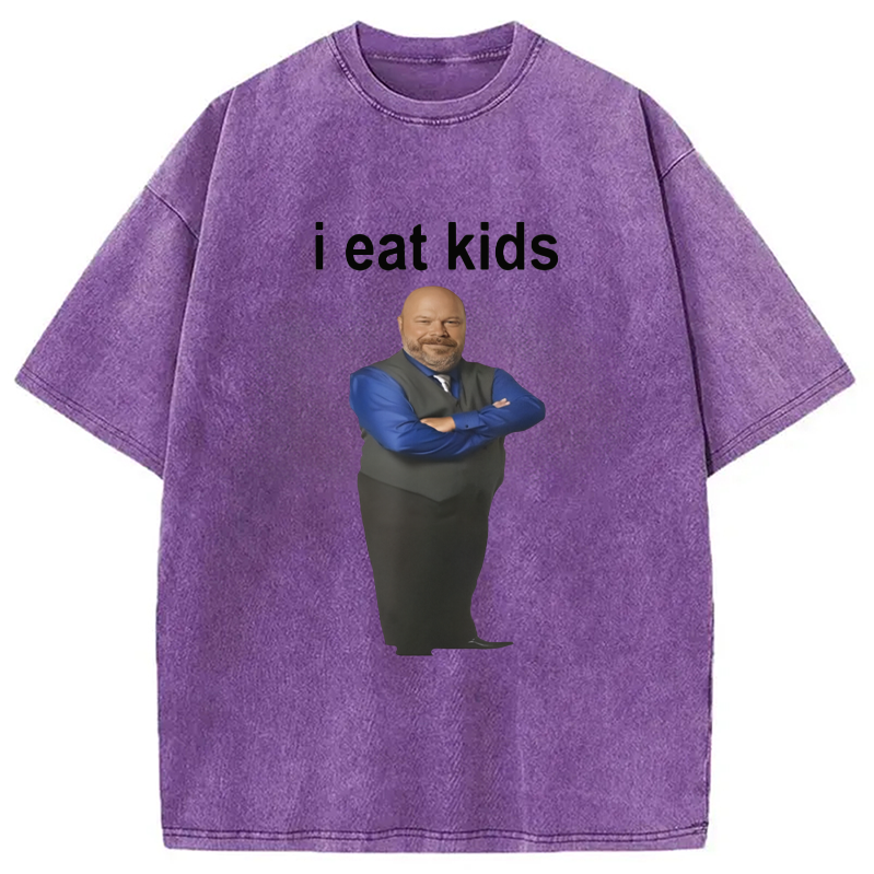 Modecanvas I Eat Kids Meme Washed T-Shirt