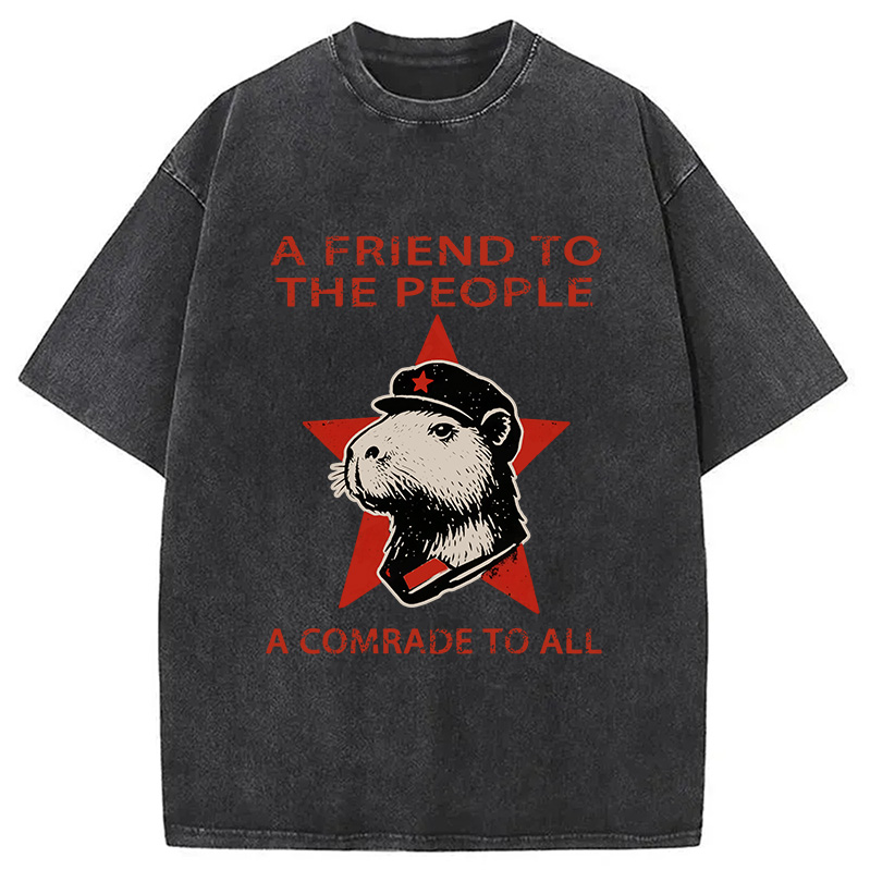 Modecanvas Capibalism Funny Washed T-Shirt
