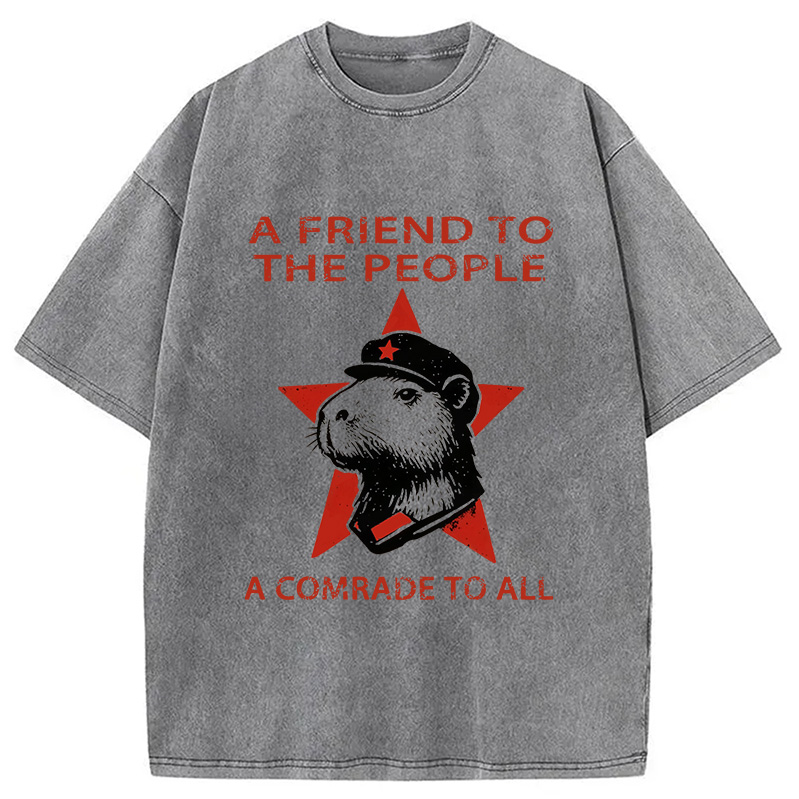 Modecanvas Capibalism Funny Washed T-Shirt